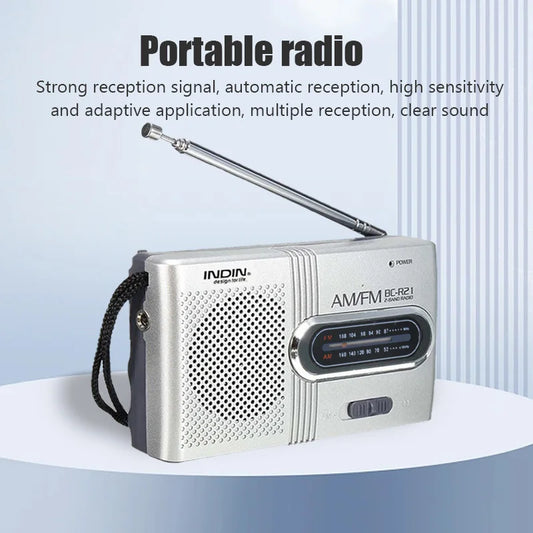 RADIO Portable AM/FM para Emerganecias Entrada Audifonos 3.5MM Ultra ligero y delgado